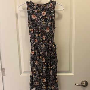 LOFT Black Floral Sleeveless Dress XSP